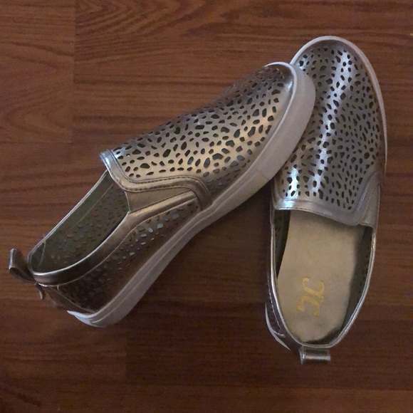 Gold Slip-on Sneakers (size 8) - Picture 2 of 2